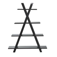 HomCom 4-Tier X Frame Open Shelf Bookshelf - Black(m-2)