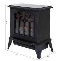 HomCom 16" 1500W Freestanding Indoor Electric Fireplace Heater - Black(m-3)