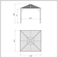 Outsunny 10' x 10' Wood Backyard Hardtop Canopy Gazebo with Screened Curtains, Sling Netting and Strong Frame(m-3)