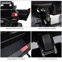 Aosom 12V Ride On Car 2-Seat Police Truck w/ Remote Control & 3 Speeds & LED Light Bar and Audio Input - Black(m-9)