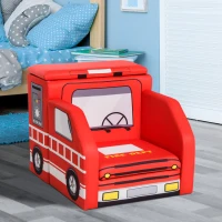 Qaba Kid's Sofa Chair Fire Truck Shape Storage Box 17" Multi Spandex Storage Sofa Chair - Fire Engine(m-6)