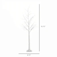Outsunny 6' Lighted Birch Tree Set of 2, 88 Warm LED Lights, 8 Modes, Bendable Fairy Light Branches, Indoor Outdoor Home Decorations for Wedding, Christmas, Party(m-3)