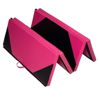 Soozier 6' x 4' x 2" PU Leather Folding Gymnastics / Martial Arts Mat - Pink / Black(m-4)