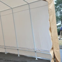 Outsunny 17' x 10.5' Heavy Duty Outdoor Carport Canopy Tent - Beige(m-6)
