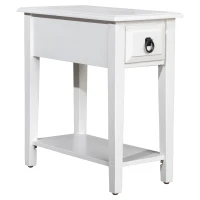 HomCom Modern 2-Tier Acacia Wood End Table Side Desk with Drawer - White(m-2)