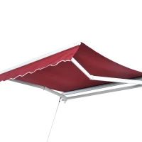 Outsunny 78" Manual Retractable Door & Window Awning - Wine Red(m-5)