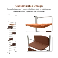 PawHut 9FT Adjustable Multi-Level Cat Climber Climbing Tree Tower Scratcher Post Steps - Brown(m-6)