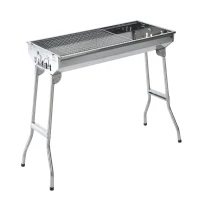 Outsunny 28" Stainless Steel Small Portable Folding Charcoal BBQ Grill Set(m-2)