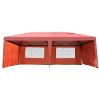 Outsunny 10’ x 20’ Outdoor Gazebo Canopy Wedding Party Tent with 4 Removable Sidewalls - Rust Red(m-3)