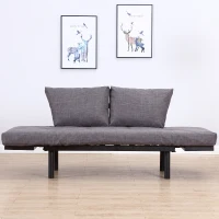 HomCom Single Person Convertible Bed Chaise Lounge Couch Adjustable Padded Lightweight - Gray(m-7)