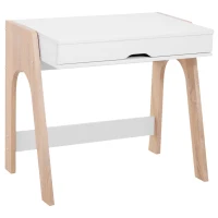 HomCom 33" Wood Modern Flip Top Writing Desk with Storage - White and Oak(m-1)