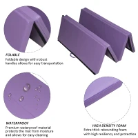 Soozier 6' x 4' x 2" PU Leather Folding Gymnastics / Martial Arts Mat - Purple(m-3)