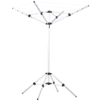 HOMCOM Outdoor Umbrella Clothesline Portable Collapsible Clothing Drying Rack  52.5ft 41" L x 41" W  5-Line  Aluminum  Silver(m-1)