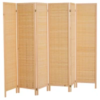 HomCom 6' 6-Panel Bamboo Screen Freestanding Room Divider(m-1)