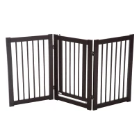 PawHut 31" x 61" 3 Panel Freestanding Wooden Expandable Pet Gate with Door(m-7)