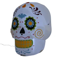HomCom 4' LED Outdoor Halloween Inflatable Decoration - Day of the Dead Sugar Skull(m-6)