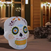 HomCom 4' LED Outdoor Halloween Inflatable Decoration - Day of the Dead Sugar Skull(m-4)