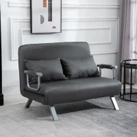 HomCom Twin Size Convertible Sleeper Bed Lounger Chair Faux Suede Microfiber Slip Cover - Gray(m-8)