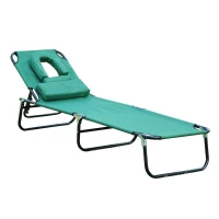 Outsunny Folding Face Down Opening Beach Sun Lounger - Green(m-1)