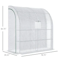 Outsunny 7' x 3' x 7' Outdoor Walk-In Greenhouse, Plant Nursery with Roll-up Windows, PE Cover, and 3 Wire Shelves, White(m-3)