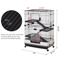 PawHut 43"H Ferret House Habitat Small Animal Hutch - Black and White(m-3)