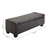 HomCom Unique Large 51" Tufted Faux Leather Storage Bench Ottoman Couch - Dark Brown(m-4)