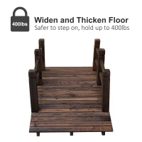 Outsunny 5" Wooden Rustic Arched Garden Bridge Yard Decoration with Railings - Stained Wood(m-5)