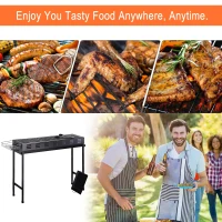 Outsunny 41" Folding Outdoor Charcoal BBQ Grill with Non-Stick Pan and Good Air Ventilation(m-6)