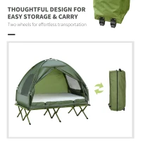 Outsunny Portable XL Size Raised Camping Tent Cot Combination for Fishing and Hunting - Green(m-5)