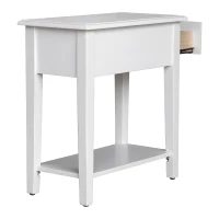 HomCom Modern 2-Tier Acacia Wood End Table Side Desk with Drawer - White(m-9)