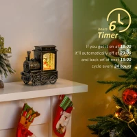 HOMCOM Christmas Snow Globe Lantern Train Shape Music Box with Light Holiday Home Novelty Decorations, Snowman Sledging(m-7)