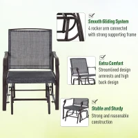 Outsunny 3-Piece Outdoor Rocking Chair and Table Set, Sling Fabric Glider for Patio, Garden Relaxation(m-5)