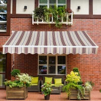 Outsunny 10'x8' Retractable Awning - Multi-Use Sun Shade for Outdoor Patio, UV Protection & Easy Manual Crank, Versatile Design for Deck & Yard(m-1)
