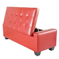 HOMCOM Chic Ottoman Bench, Faux Leather Storage Footrest, Modern Sofa Shoe Bench, Vibrant Red - Perfect for Living Room & Entryway(m-7)
