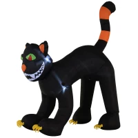 HOMCOM 10’ Lighted Inflatable Outdoor Halloween Yard Decoration - Animated Black Cat(m-9)
