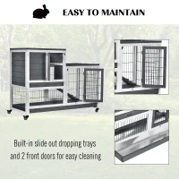 PawHut Deluxe Rabbit Hutch with Spacious Run, Indoor Bunny Cage, Pull-Out Tray for Easy Cleaning, Ideal for Small Animals(m-5)