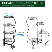 Outsunny 4-Tier Folding Flower Pot Stand Display Table for an Elegant Indoor/Outdoor Decorative Touch(m-4)