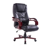 HomCom PU Leather / Wood High Back Executive Office Chair - Black(m-1)
