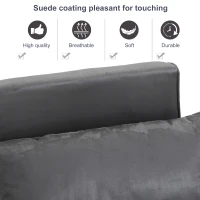 HomCom Single Size Convertible Sleeper Bed Lounger Chair PU Suede Microfiber Slip Cover - Gray(m-5)