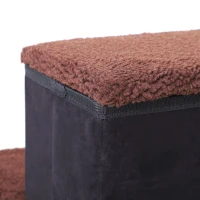 Open Box PawHut 2 Step Foldable Pet Stairs for Small Dogs  Suede Fleece  16" L x 16" H Black(m-9)