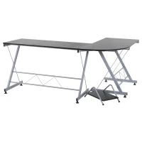 HOMCOM 67” Wood Steel Metal L Shaped Corner Computer Desk - Black(m-4)