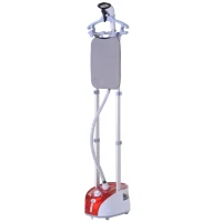 HOMCOM Fabric Garment Steamer for Clothes, Hanging Full Size, 2 Liter, 1350W, 11 Level Steam Adjustment - Red(m-4)