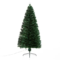 HomCom 6' Tall Pre-Lit Artificial Fiber Optic LED Lit Christmas Tree(m-2)