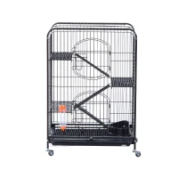 PawHut 37" Mesh 4 Level Portable Indoor Small Animal Pet Habitat Cage Kit - Black(m-3)