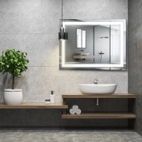 HomCom Touch Activated 2.5" Illuminated Bathroom Vertical Wall Mirror Outline LED Light - Silver(m-2)