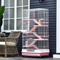 PawHut 6-level Indoor Rabbit Enclosure Small Animal Hutch Pink(m-7)