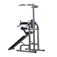 Soozier 80" Full Body Fitness Gear Power Tower Home Gym Fitness with Adjustable Sit-Up Bench(m-9)
