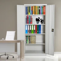 Vinsetto 72” Tall Steel Large Freestanding Commercial Warehouse Utility Storage Cabinet - Cream White(m-5)