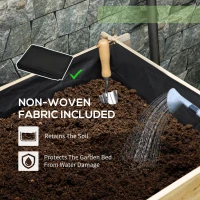 Outsunny 3-Tier Raised Garden Bed with 5 Compartments and Bed Liner, Elevated Wooded Wooden Planter Kit, for Vegetables, Herbs, Outdoor Plants, 37 x 37 x 14in, Natural(m-7)