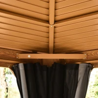 Outsunny 10' x 10' Wood Backyard Hardtop Canopy Gazebo with Screened Curtains, Sling Netting and Strong Frame(m-8)